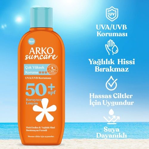 Arko Suncare Spf50 Çok Yüksek Korumalı Vücut Güneş Losyonu 200 ml