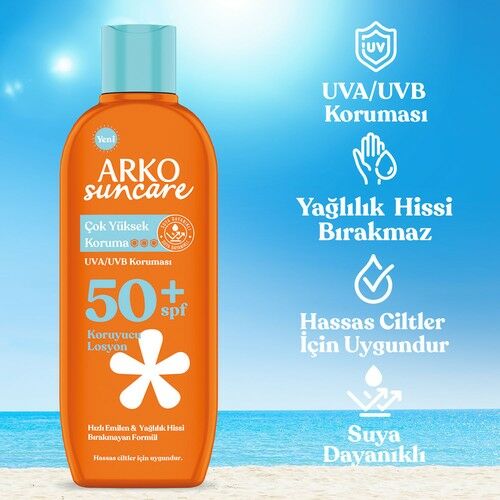 Arko Suncare Spf50 Çok Yüksek Korumalı Vücut Güneş Losyonu 200 ml