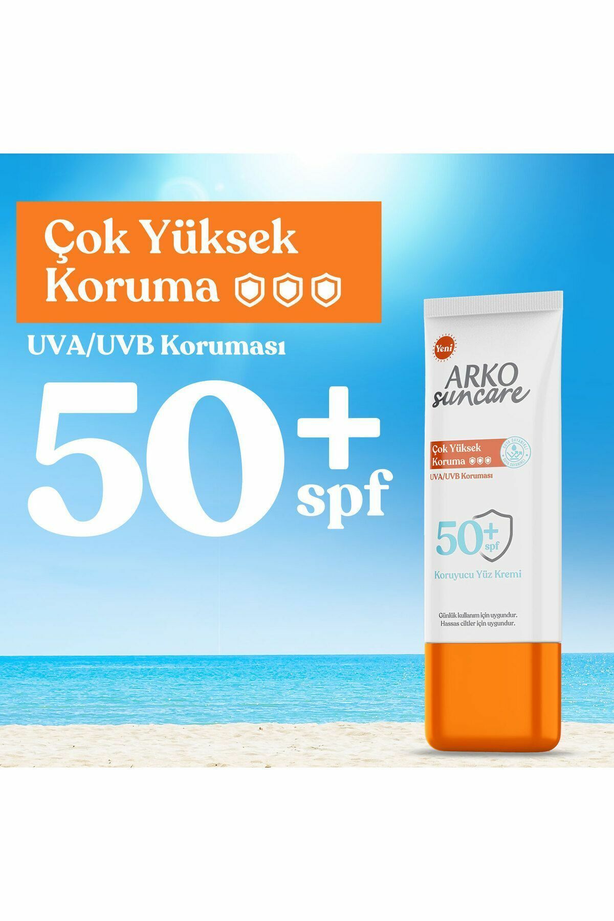Arko Suncare Spf50 Çok Yüksek Korumalı Yüz Güneş Kremi 50 ml