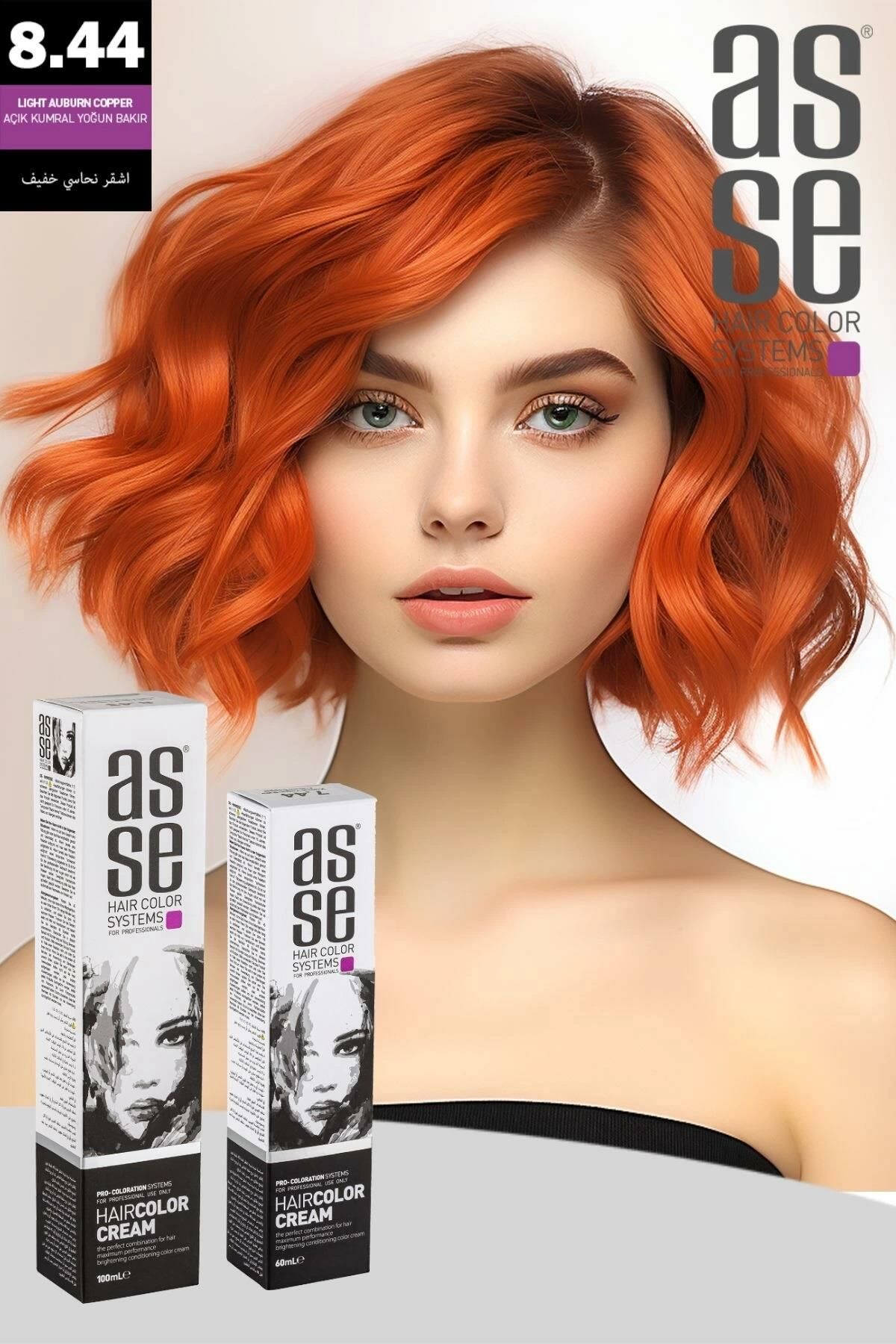 Asse 60 Ml Tüp Saç Boyası 8.44 Açık Kumral Yoğun Bakır + 50 Ml Oksidan Sıvısı