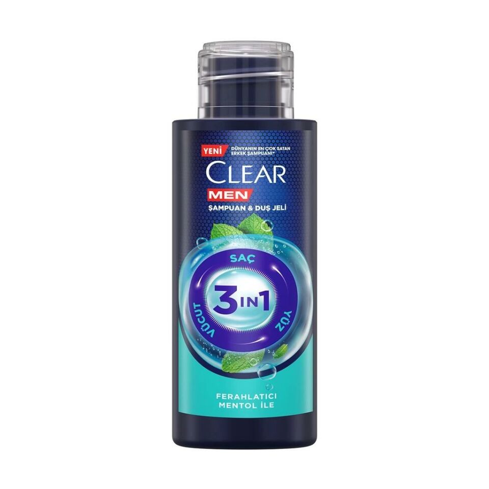 Clear Men 3in1 Ferahlatıcı Mentol Seyahat Boy Şampuan & Duş Jeli 90 ml
