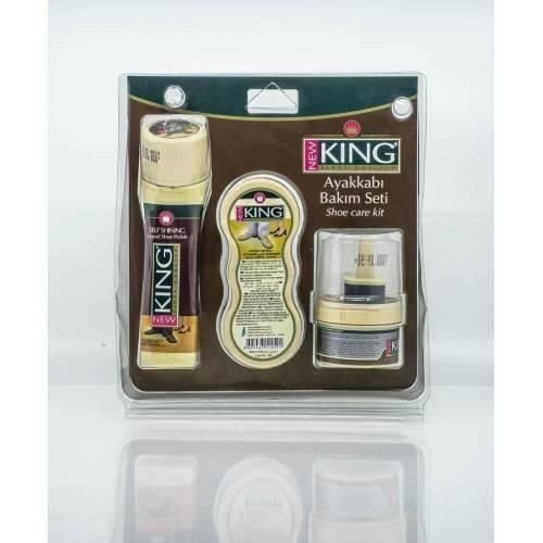 King Ayakkabı Boyası Bakım Seti Siyah 60 ml +75 ml Likit + Cilalı Sünger