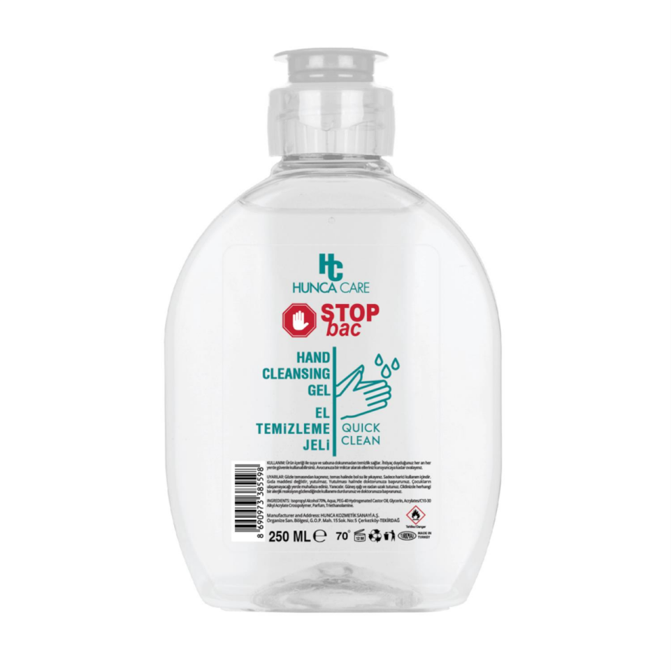 Hunca Care Stop Bac El Temizleme Jeli 250ml Antiseptik Dezenfektan