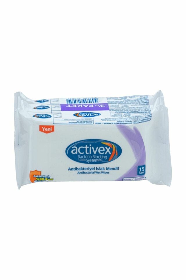 Activex Antibakteriyel Islak Mendil Hassas 15 Adet X 3 LÜ 45 Yaprak