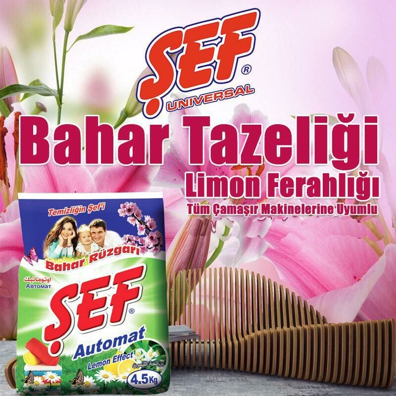 Şef Matik Toz Çamaşır Makinesi Deterjanı 9 Kg Renkli ve Beyazlar İçin Bahar Rüzgarı