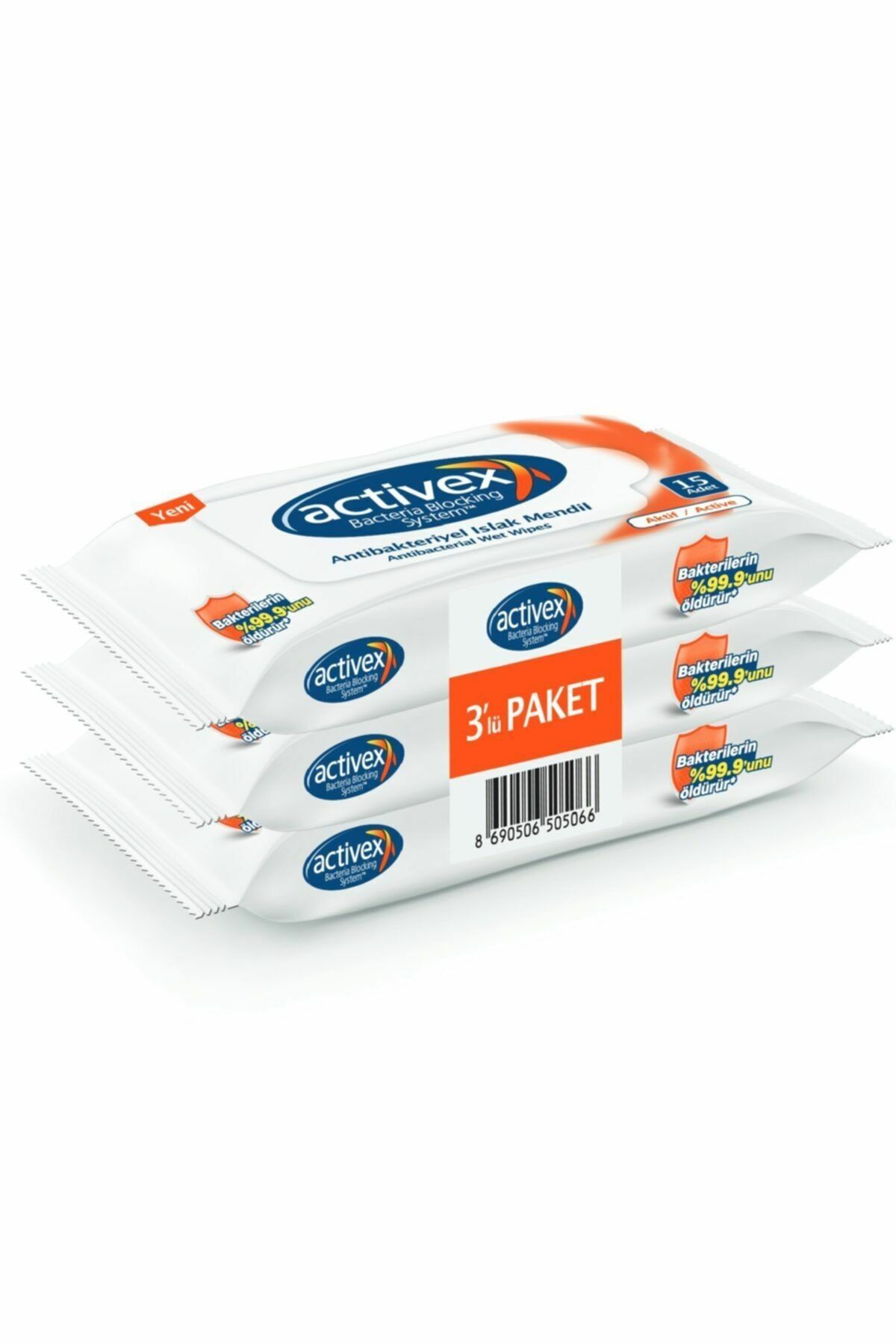 Activex Antibakteriyel Islak Mendil Aktif 15 Adet X 3 LÜ 45 Yaprak