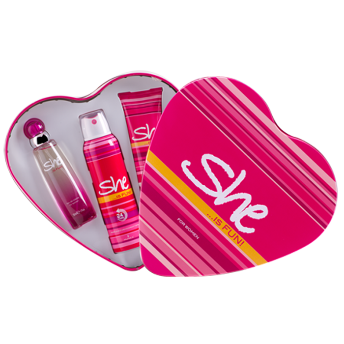 She Fun Set Kalp 50ml Edt + Deodorant + Vücut Losyonu 3lü Set