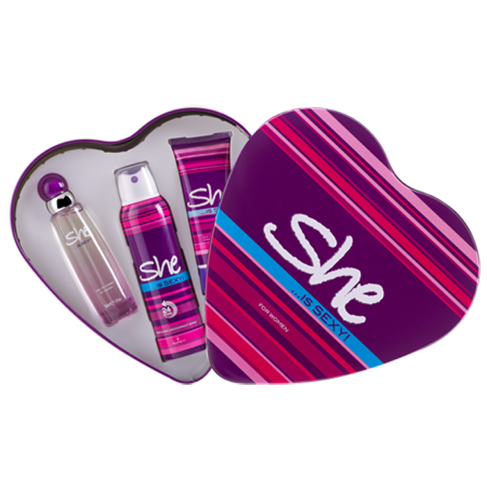 She Sexy Set Kalp 50ml Edt + Deodorant + Vücut Losyonu 3lü Set