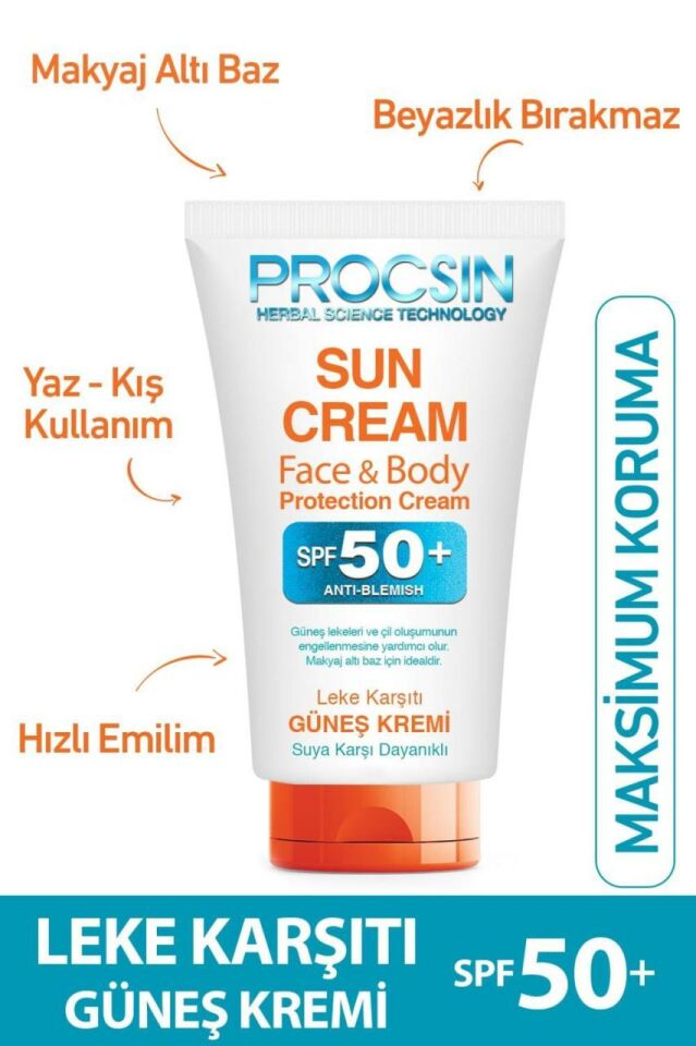 Procsin Spf 50+ Leke Karşıtı Güneş Koruyucu Krem 50 Ml