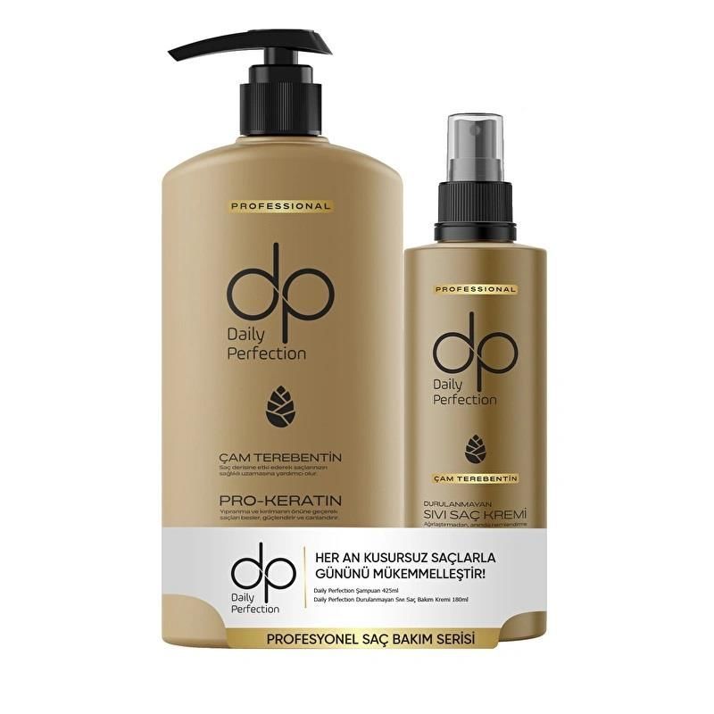 DP Tuzsuz Şampuan Çam Terebentin 425 Ml + 180 Ml Durulanmayan Sıvı Saç Kremi