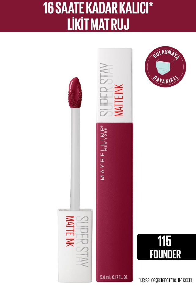 Maybelline New York Super Stay Matte Ink City Edition Likit Mat Ruj 115 Founder