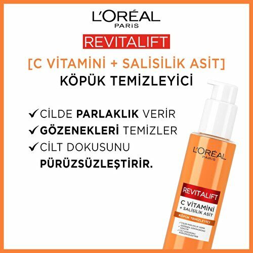 Loreal Revitalift Clinical [C vitamini + Salisilik Asit],150 Ml Aydınlatıcı ve Gözenek Karşıtı Köpük Temizleyici