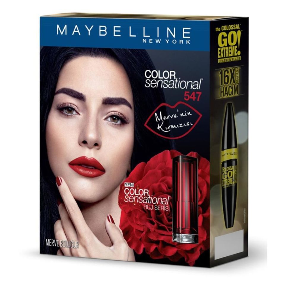 Maybelline Merve Boluğur Set Go Extreme Maskara+Kajal+547 Ruj