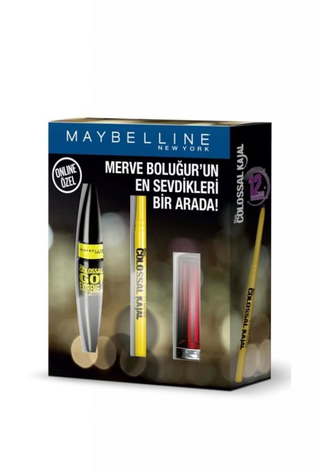Maybelline Merve Boluğur Set Go Extreme Maskara+Kajal+547 Ruj
