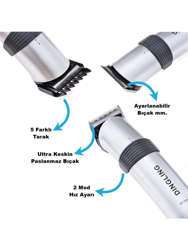 dınglıng Şarjlı Saç ve Sakal Büyük Berber Makinesi rd-609x