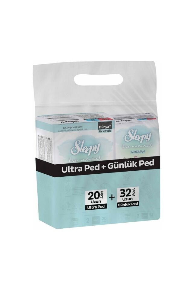 Sleepy Natural Bio Ultra Ped 20 Adet Uzun + 32 Adet Uzun Günlük Kadın Pedi