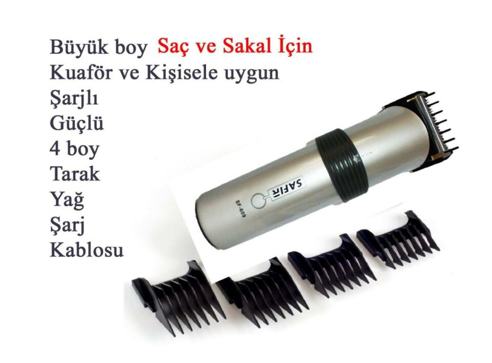SAFİR SF Şarjlı Saç ve Sakal Büyük Berber Makinesi rd-609x
