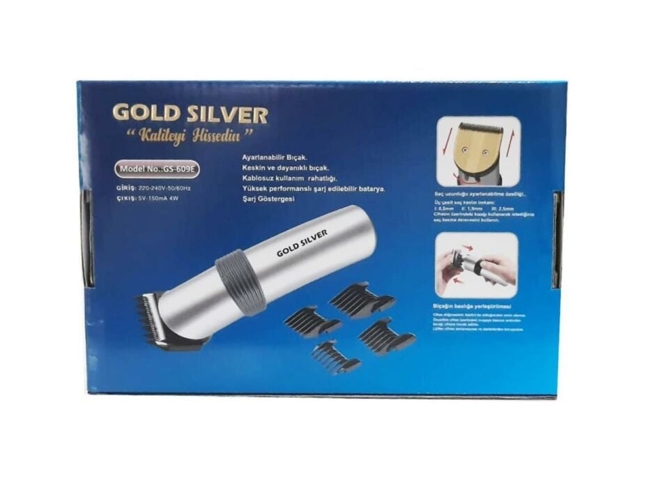Dearling Gold Slver Şarjlı Saç ve Sakal Büyük Berber Makinesi rd-609x