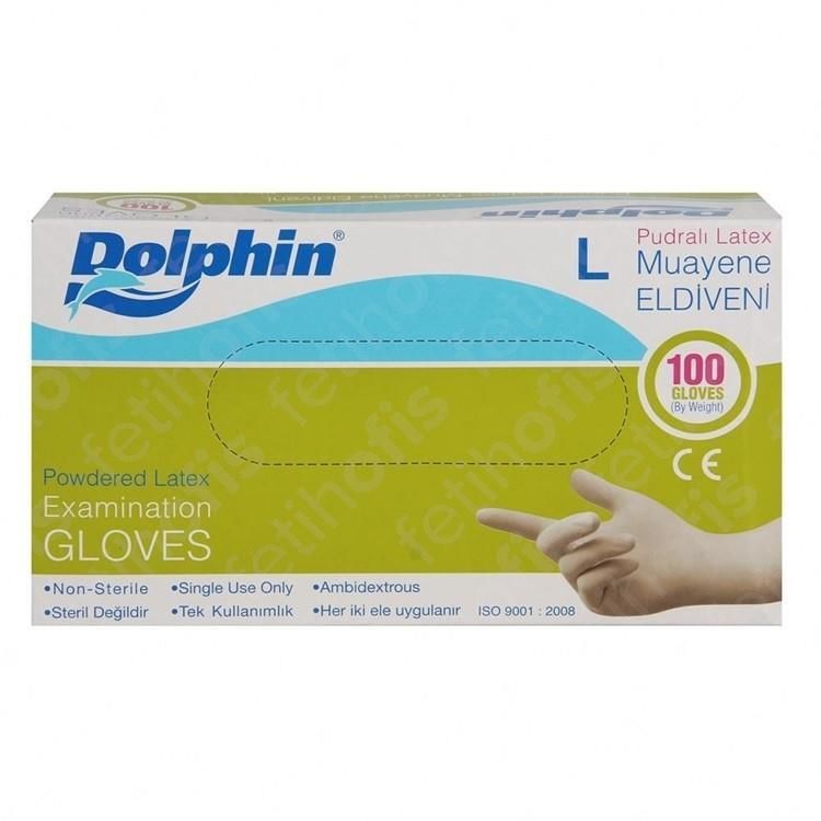 Dolphin Muayene Eldiveni Latex L Pudralı