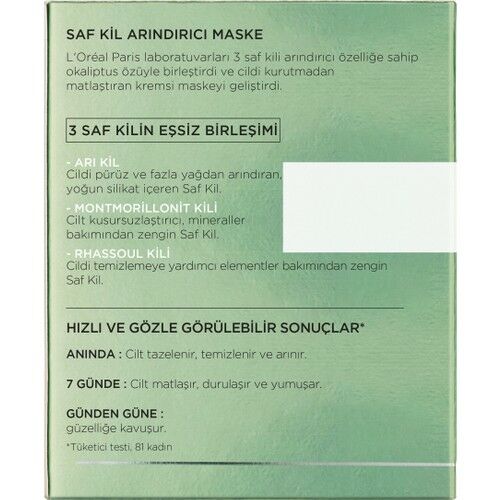L'Oréal Paris Saf Kil Arındırıcı Maske 50 Ml Okaliptüs Özü