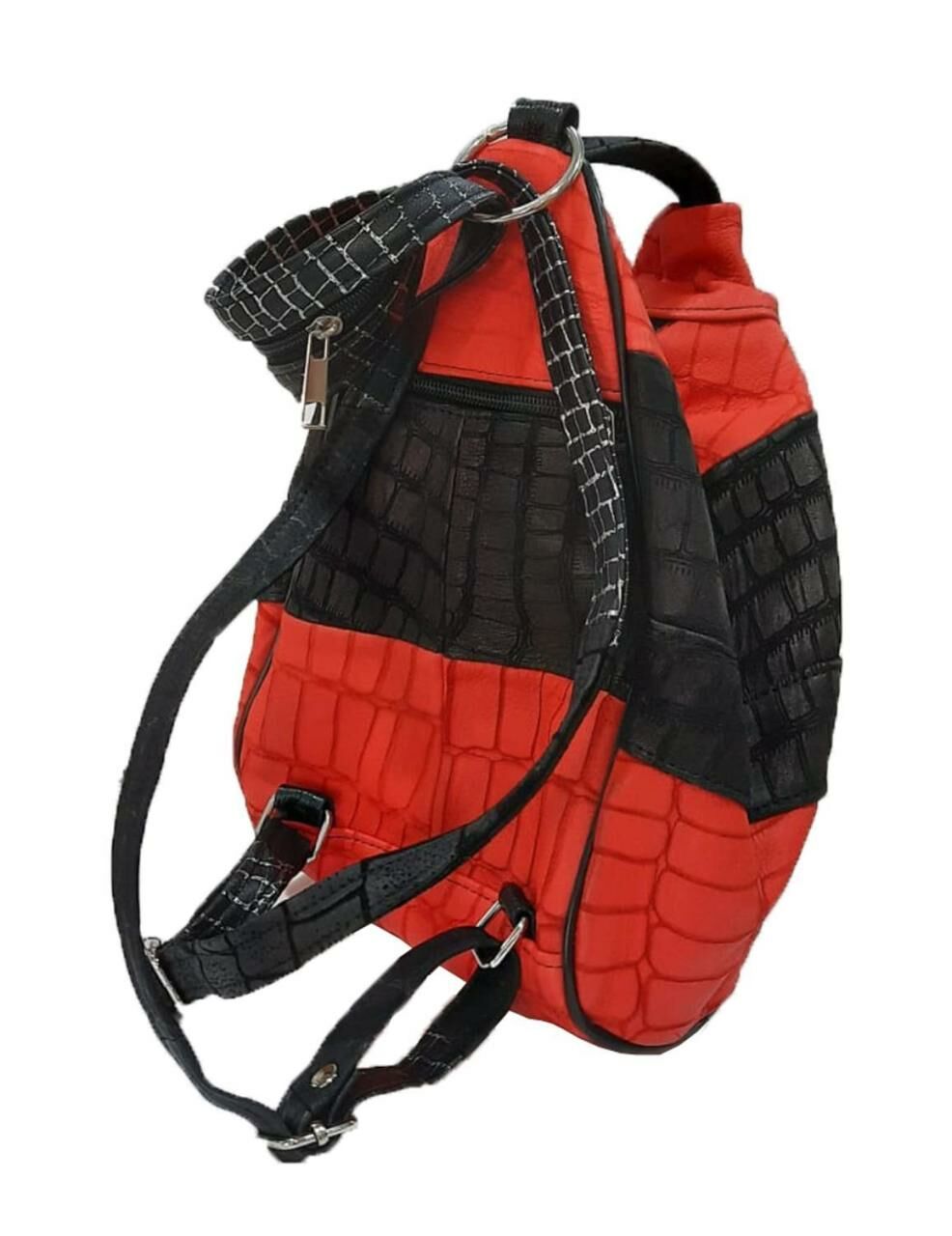 Seda Maymun Deri Sırt Çantası Kırmızı Siyah 30x15x20cm