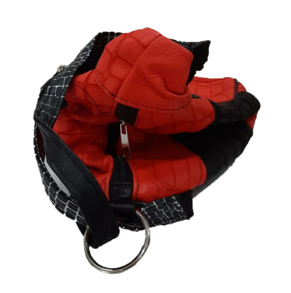 Seda Maymun Deri Sırt Çantası Kırmızı Siyah 30x15x20cm