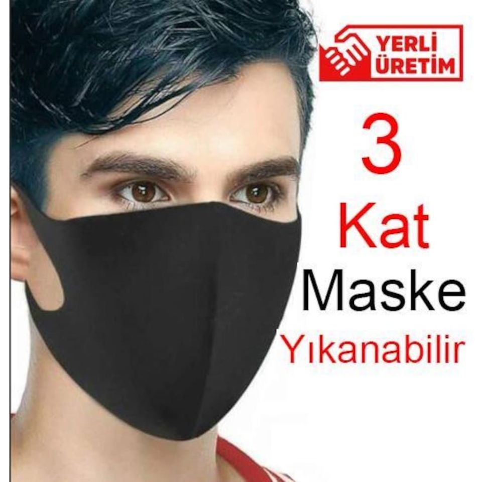Natura Yüz Maskesi Nano Teknolojisi Yıkanabilir Yüz Maskesi Siyah