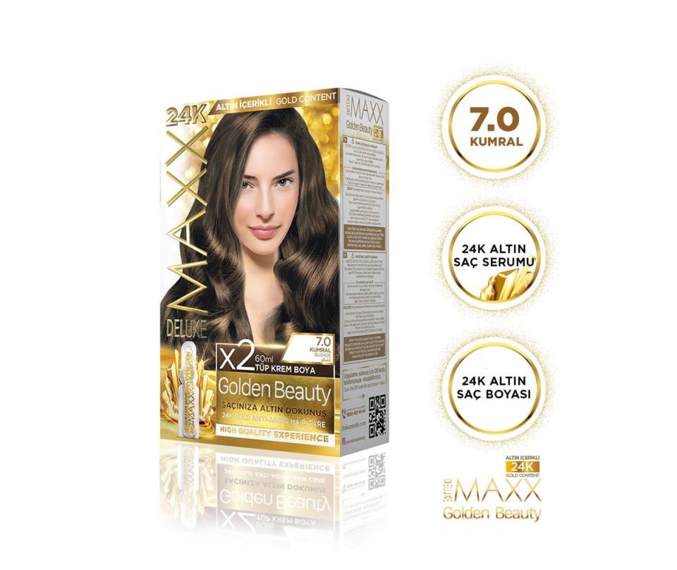 MAXX DELUXE Golden 24K Altın Içerikli Saç Boyası 7.0 Kumral 2 Boyama