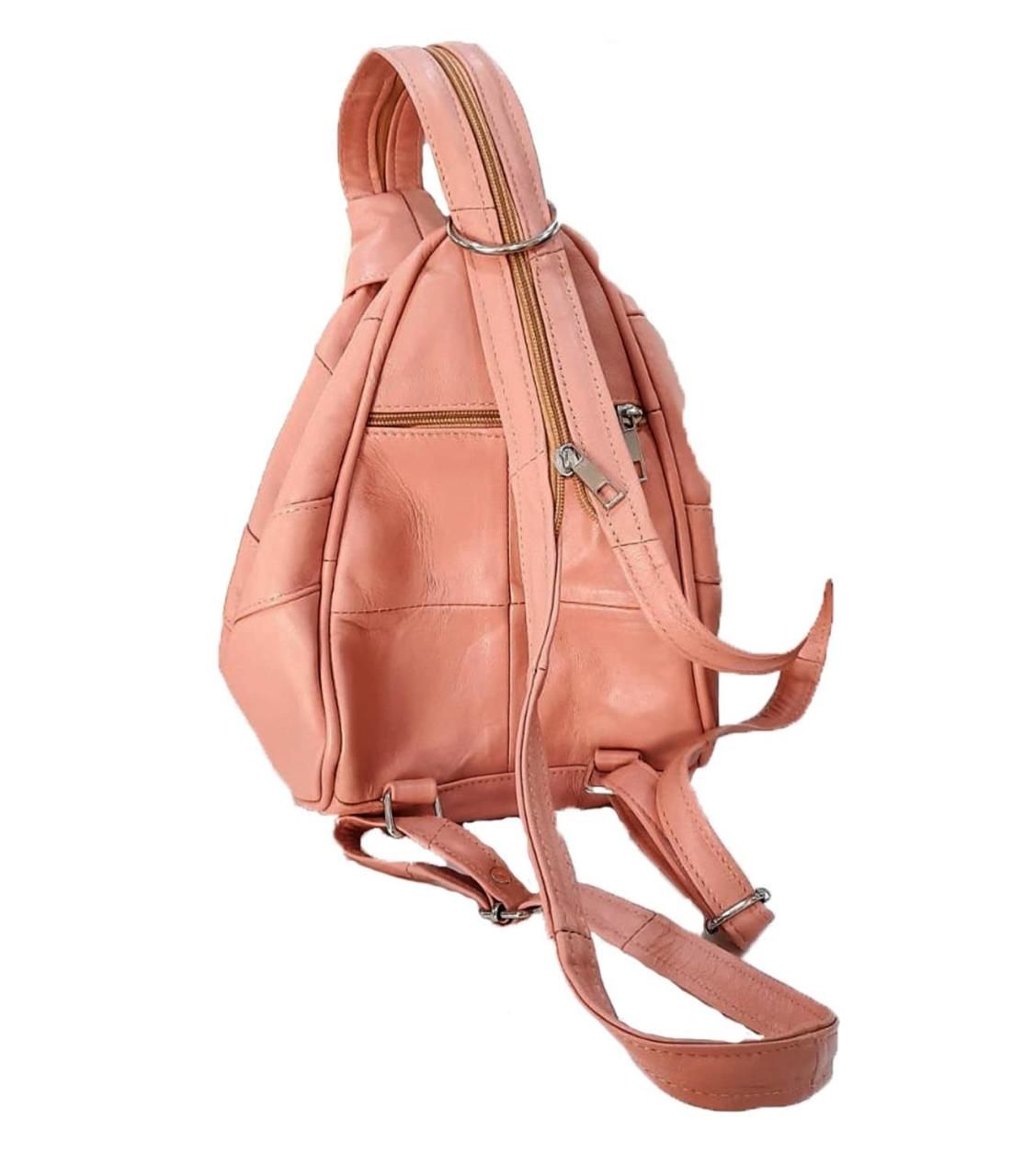 Seda Maymun Deri Sırt Çantası Pudra Rengi 30x15x20cm