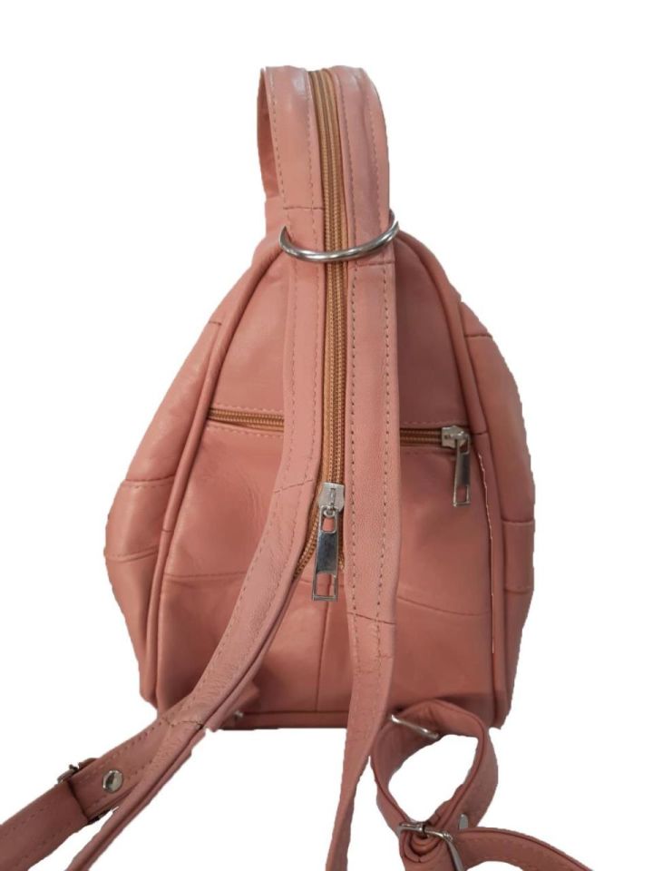 Seda Maymun Deri Sırt Çantası Pudra Rengi 30x15x20cm