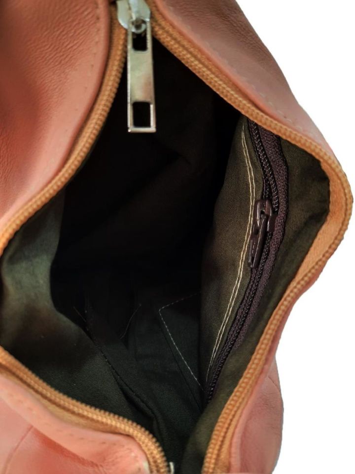 Seda Maymun Deri Sırt Çantası Pudra Rengi 30x15x20cm