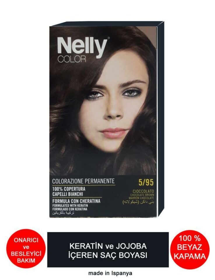 Nelly Jojoba ve Keratinli Saç Boyası 5.95 Çikolata Kahve
