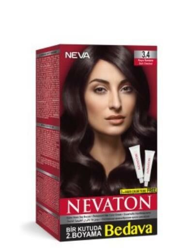 Nevaton 3.4 Koyu Kestane Saç Boyası Seti 1 Kutuda 2 Boyama