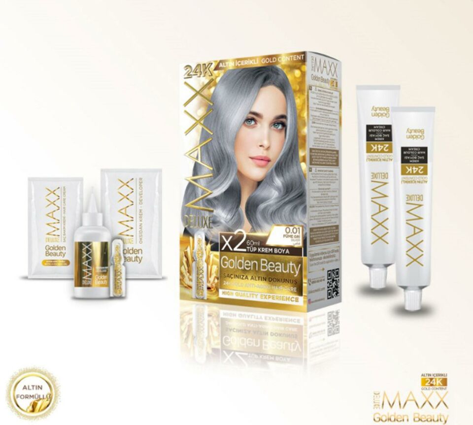 MAXX DELUXE Golden 24K Altın Içerikli Saç Boyası 0.01 Füme Gri 2 Boyama