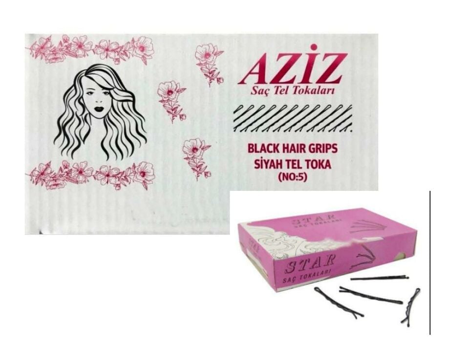 Aziz Topuzlu Saç Siyah Tel Tokası 150 li Paket ( no 5 )