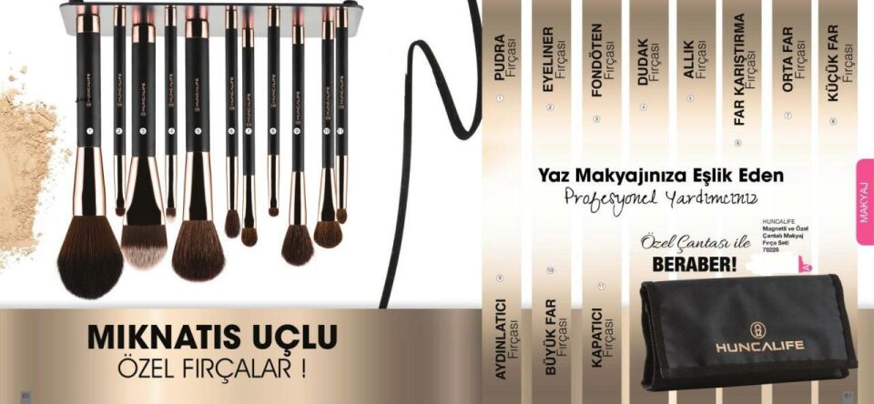 HL Profesyonel Çantalı 11 li Magnetik Makyaj Fırça Seti