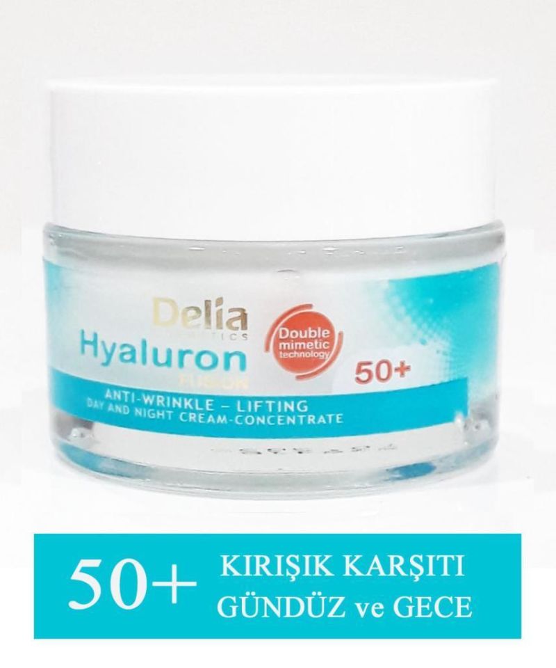 kutusuz - Delia 50+ Hyaluron Kırışıklık Karşıtı 50ml Gece ve Gündüz Kremi