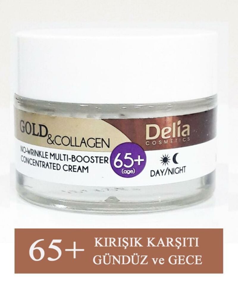 Delia Gold Collagen 65+ No-Wirinkle Kırışık Giderici Gündüz-Gece Kremi kutusuz açılmamış