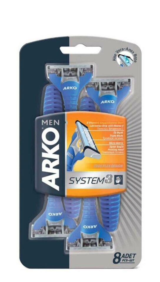 Arko Men Erkek Bakım Seti Cool - ( 8 Bıçak + 200 Ml Köpük + 255 Ml Kolonya )