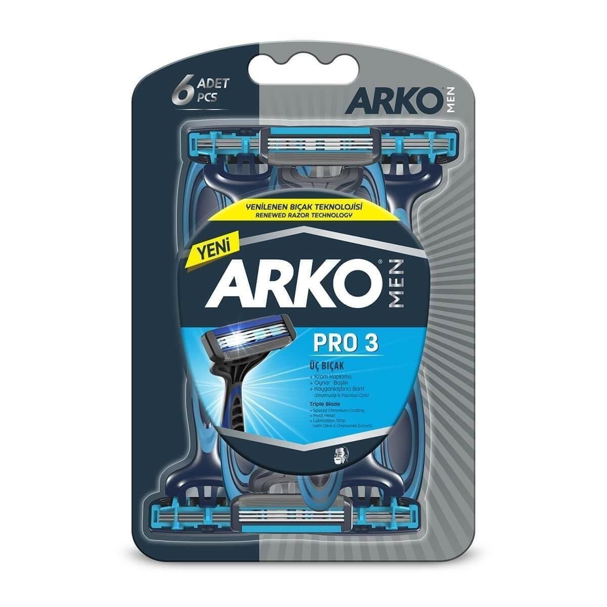 Arko Men T3 Tıraş Bıçağı Pro 3 Üç Bıçak 6 lı Blister