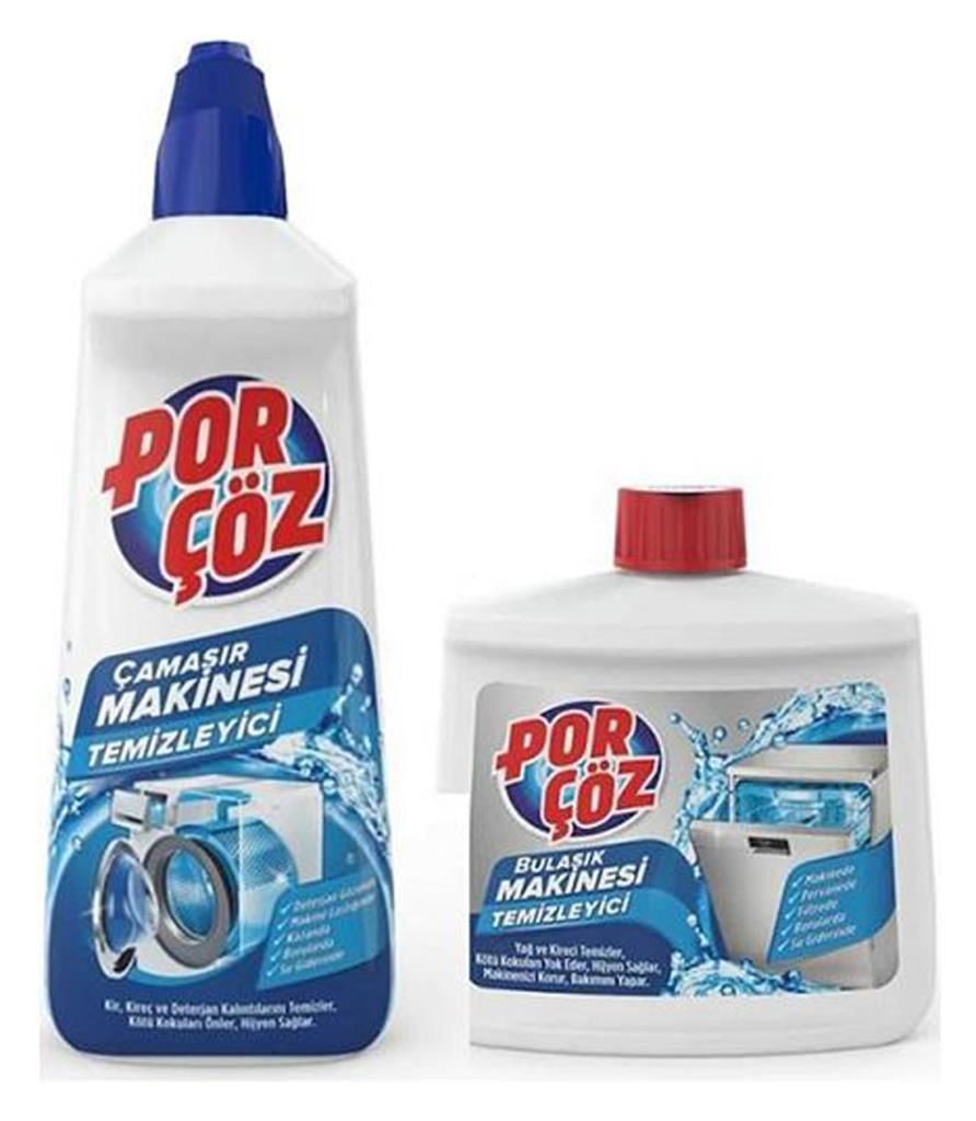 Porçöz Çamaşır+ Bulaşık Makinesi Temizleyici 2 li Set