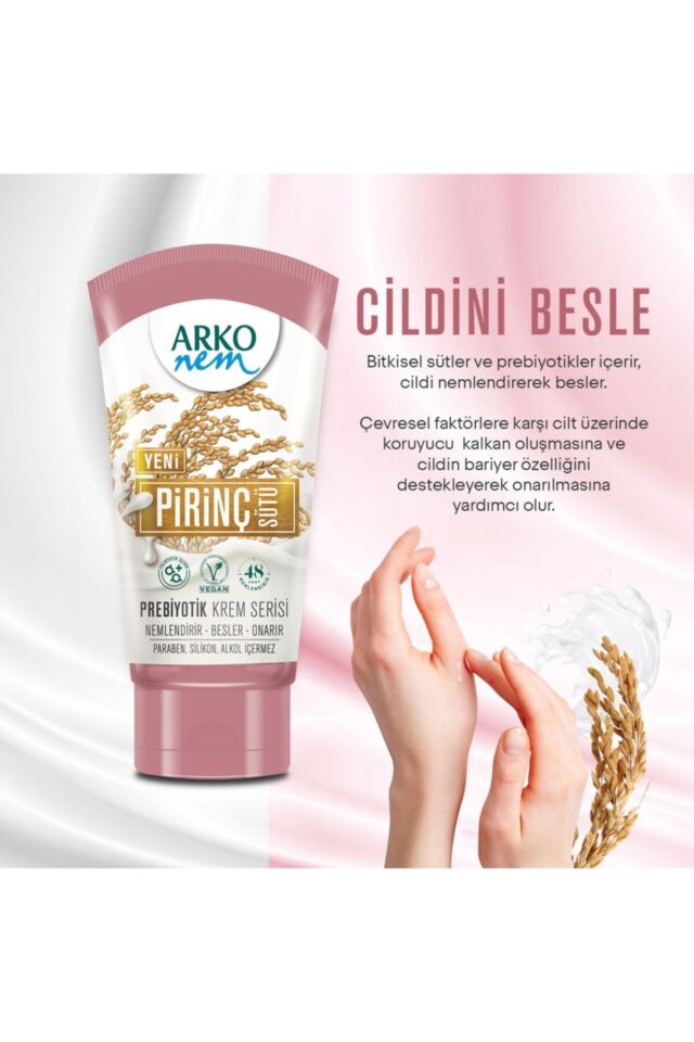 Arko Nem Prebiyotik Nemlendirici Krem Pirinç Sütü 60 Ml