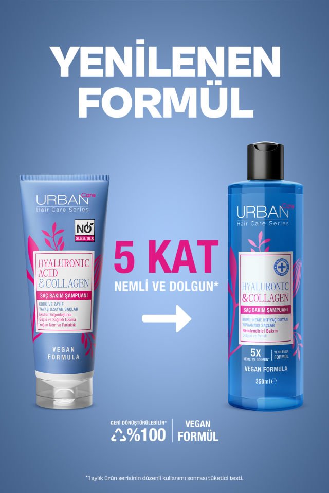 Urban Care Hyaluronic & Collagen Ekstra Dolgunlaştırıcı Saç Bakım Şampuanı, 350 Mililitre, Vegan