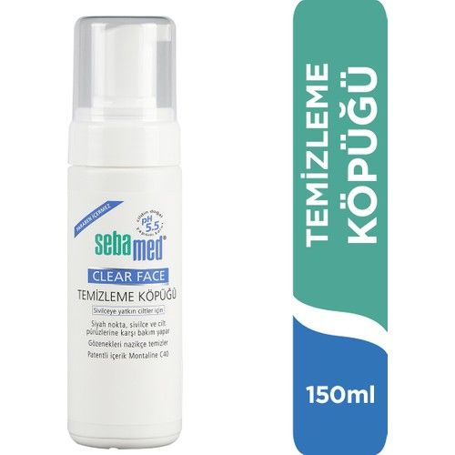 Sebamed Clear Face Yüz Temizleyici Köpük 150 ml Siyah Nokta Sivilce Cilt Pürüzleri