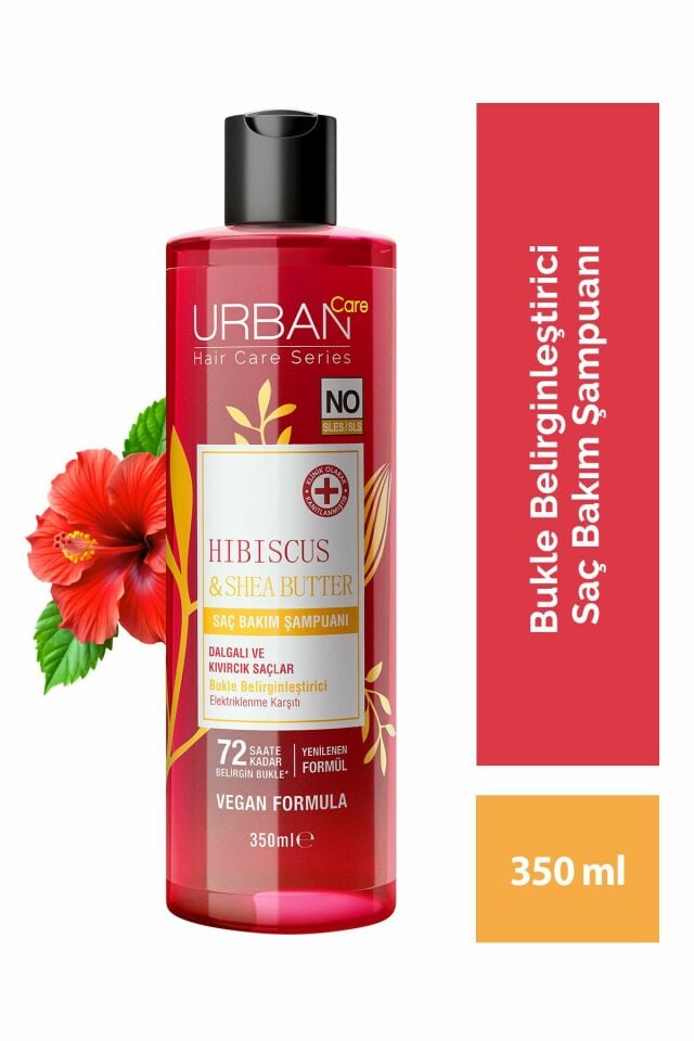 Urban Care Hibiscus & Shea Butter Bukle Belirginleştirici Saç Bakım Şampuanı, 350 Mililitre, Vegan