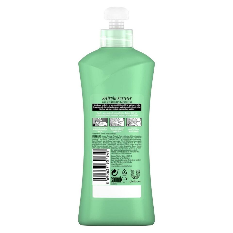 Elidor 7/24 Saç Kremi 300ML Belirgin Bukleler Yeşil