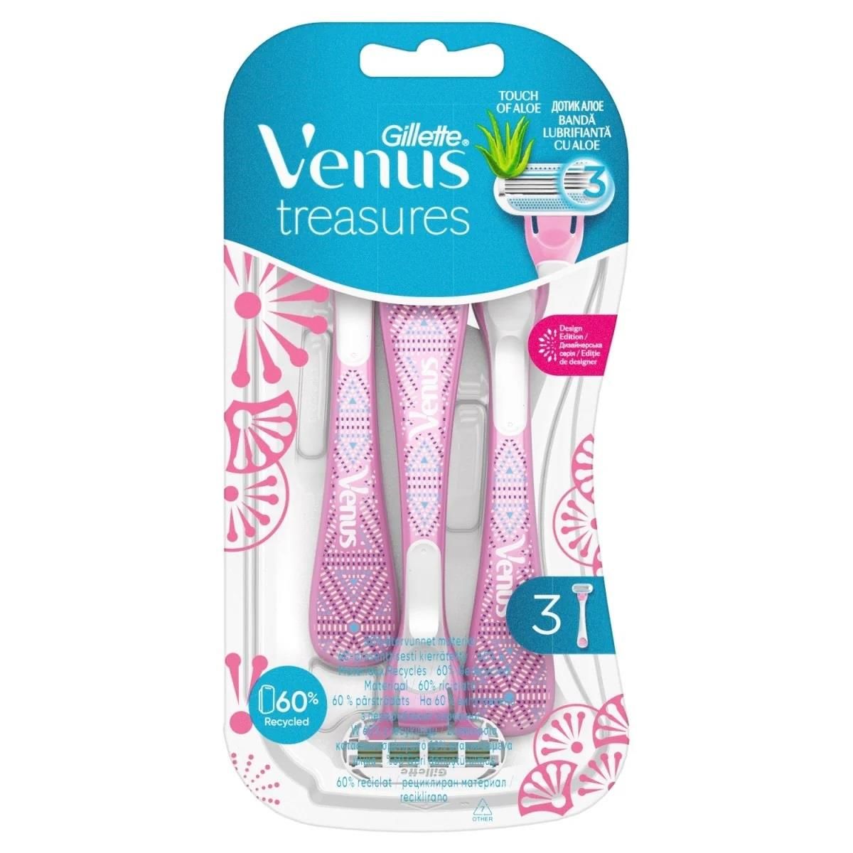 Gilette Venüs Treasures 3 Bıçaklı Traş Bıçağı 3 Lü Pembe
