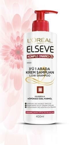 Elseve 3ü 1 Arada Köpüksüz Krem Şampuan Komple Onarıcı 5 400 Ml