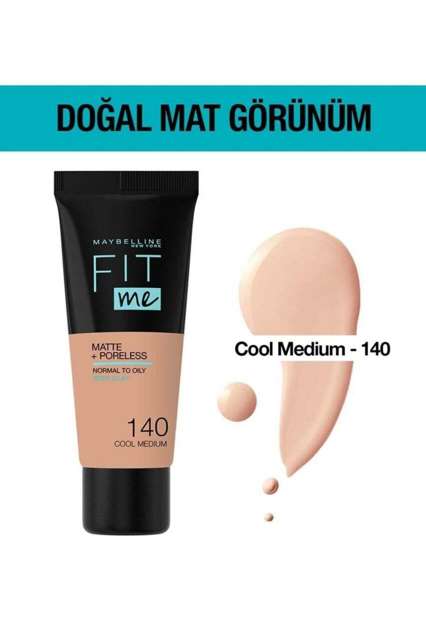 Maybelline Mat Fondöten Fit Me Matte + Poreless Foundation 140 Cool Medium