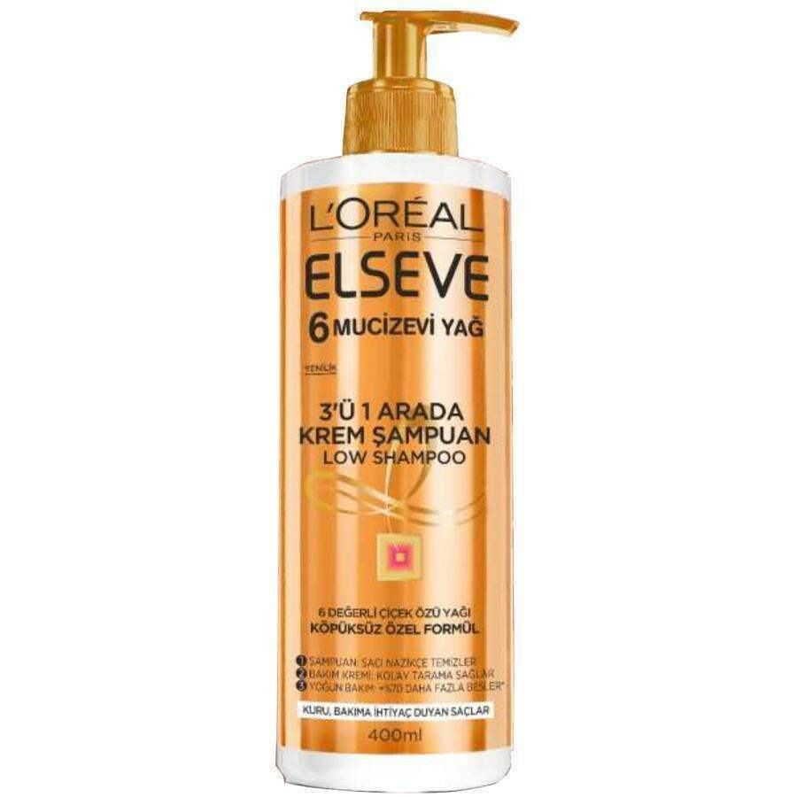Elseve 3ü 1 Arada Köpüksüz Krem Şampuan 6 Mucizevi Yağ 400 Ml